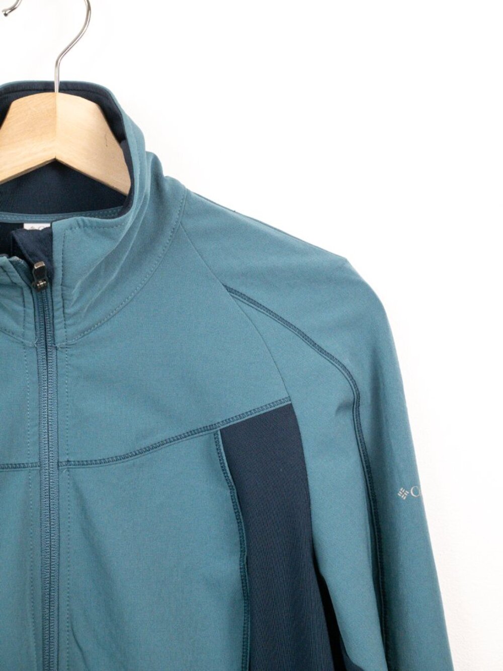 Columbia Omni Dry Teal Blue Colorblock Full Zip Performance Running Jacket M - Picture 3 of 6